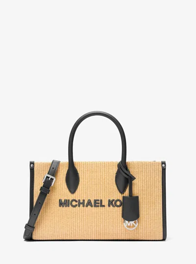 Michael Kors Outlet Mirella Medium Woven Satchel In Sand
