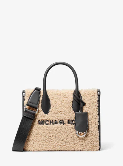 Michael Kors Outlet Mirella Small Faux Shearling Crossbody Bag In Black