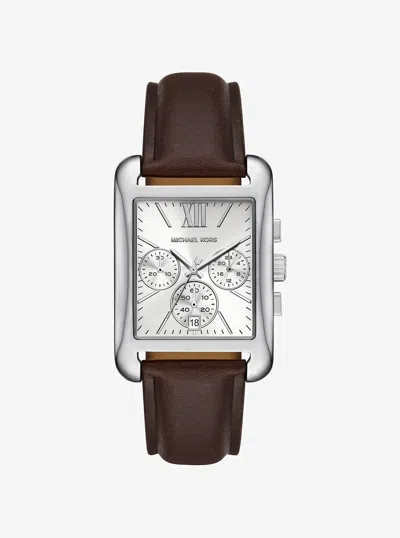Michael Kors Outlet Monroe Silver-tone And Leather Watch