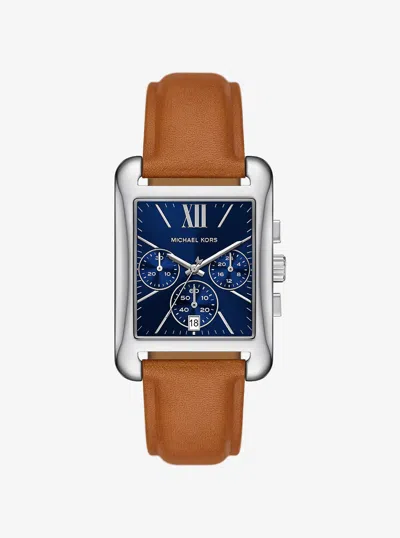 Michael Kors Outlet Monroe Silver-tone And Leather Watch In Green