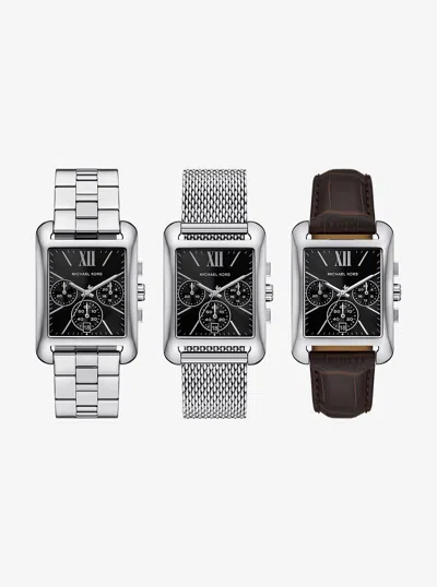 Michael Kors Outlet Monroe Silver-tone Watch Strap Set In Multi