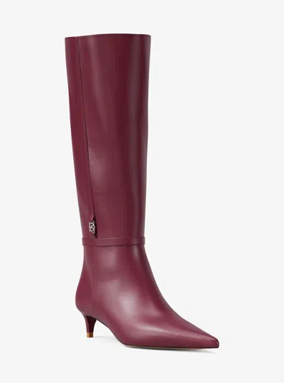 Michael Kors Outlet Nalia Kitten-heel Boot In Burgundy