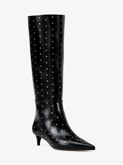 Michael Kors Outlet Nalia Studded Kitten Heel Boot In Black