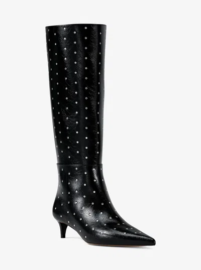 Michael Kors Outlet Nalia Studded Kitten Heel Boot In Black