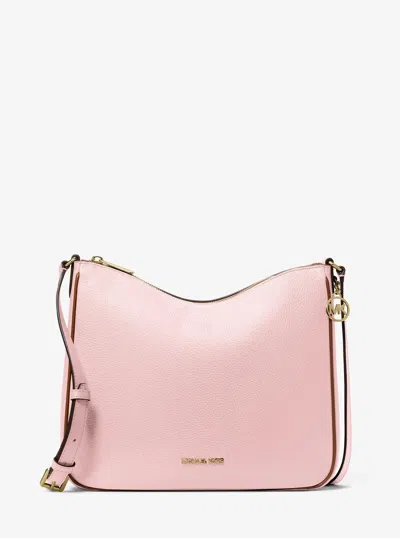 Michael Kors Outlet Nayla Medium Pebbled Leather Messenger Bag In Pink