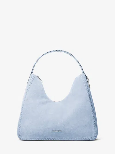 Michael Kors Outlet Nayla Medium Suede Hobo Shoulder Bag In Multi