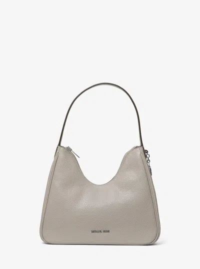Michael Kors Outlet Nayla Small Pebbled Leather Hobo Shoulder Bag In Grey