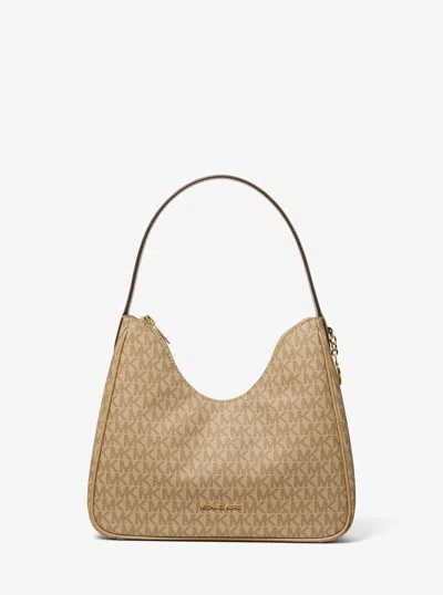 Michael Kors Outlet Nayla Small Signature Logo Hobo Shoulder Bag In Brown