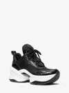 Michael Kors Outlet Olympia Mixed-media Trainer In Black