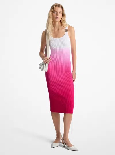Michael Kors Outlet Ombr� Ribbed Stretch Viscose Dress In Pink