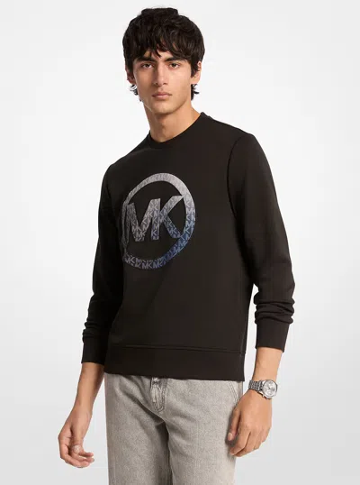 Michael Kors Outlet Ombré Logo Cotton Blend Sweater In Black
