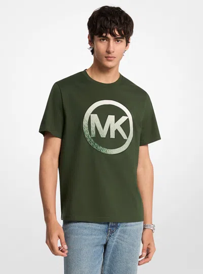 Michael Kors Outlet Ombré Logo Cotton T-shirt In Green