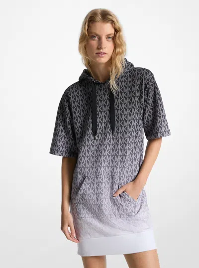 Michael Kors Outlet Ombré Signature Logo Cotton Terry Hoodie Dress In Multi