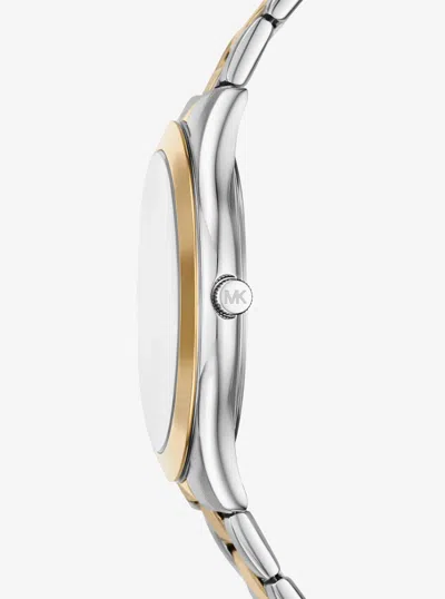 Michael Kors Outlet Oversized Aspyn Two-tone Watch And Leather Card Case Gift Set In Gold