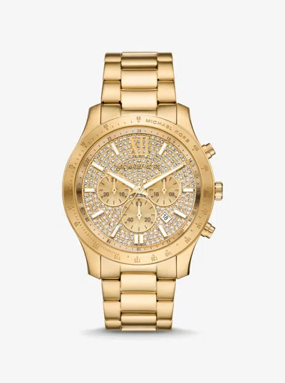 Michael Kors Outlet Oversized Berkley Pavé Gold-tone Watch