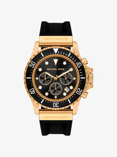 Michael Kors Outlet Oversized Everest Gold-tone And Silicone Watch In Black