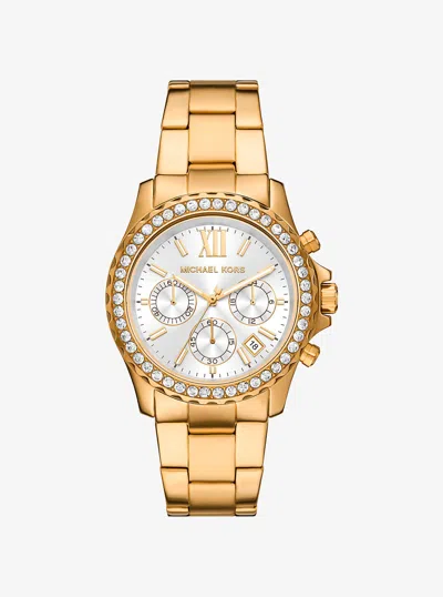 Michael Kors Outlet Oversized Everest Pav� Gold-tone Watch In Multi