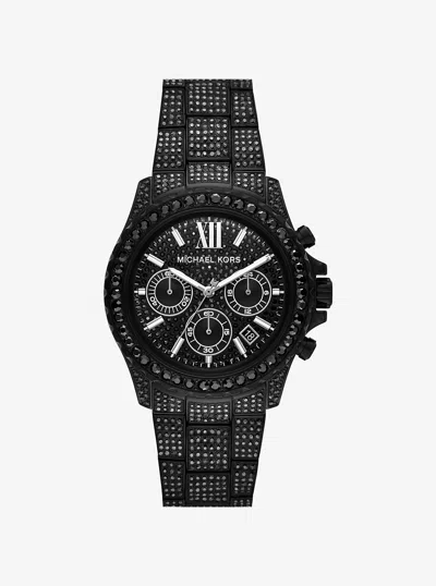 Michael Kors Outlet Oversized Everest Pavé Black-tone Watch