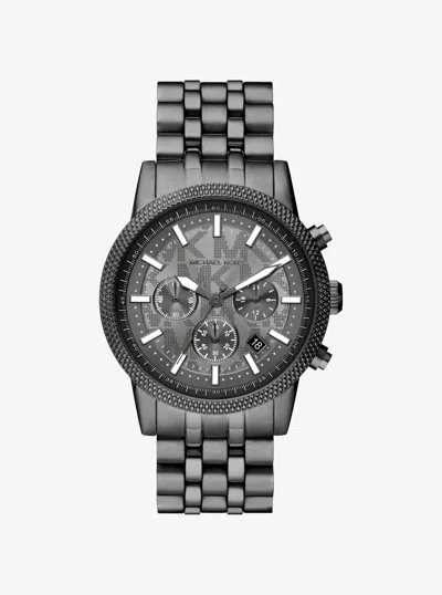 Michael Kors Outlet Oversized Hutton Gunmetal Watch In Burgundy