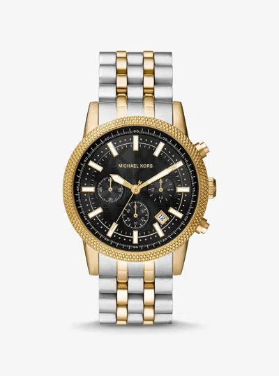 Michael Kors Outlet Oversized Hutton Two-tone Watch In Gold