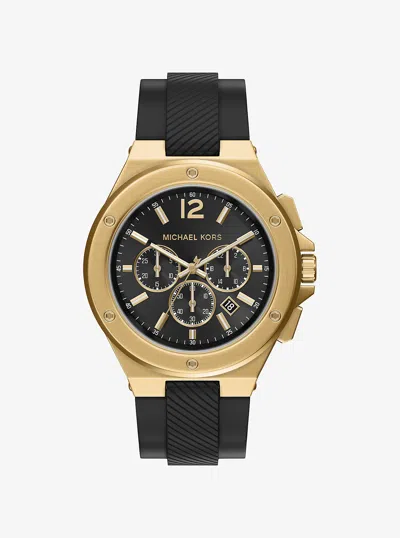 Michael Kors Outlet Oversized Lennox Gold-tone And Silicone Watch In Black