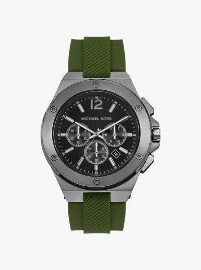 Michael Kors Outlet Oversized Lennox Gunmetal-tone And Silicone Watch In Multi