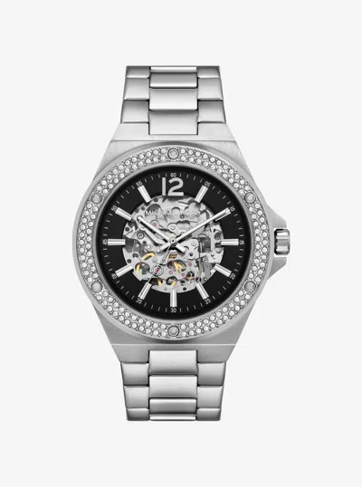 Michael Kors Outlet Oversized Lennox Pavé Silver-tone Watch