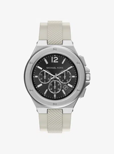 Michael Kors Outlet Oversized Lennox Silver-tone And Silicone Watch In Gray