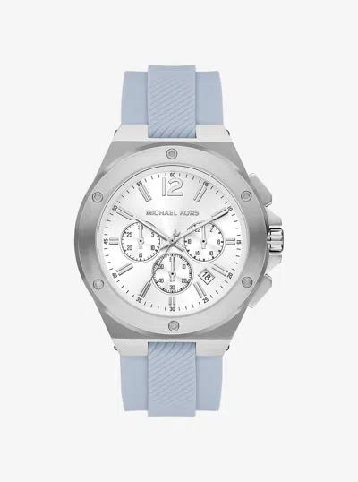 Michael Kors Outlet Oversized Lennox Silver-tone And Silicone Watch In Gray