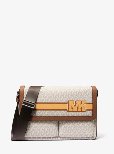 Michael Kors Outlet Pacey Embellished Signature Logo Messenger Bag In Purple