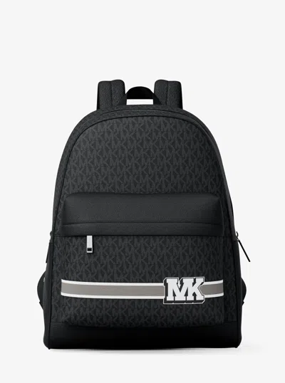 Michael Kors Outlet Pacey Embellished Striped Signature Logo Backpack In Black
