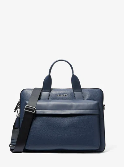 Michael Kors Outlet Pacey Medium Pebbled Leather Pocket Briefcase In Blue