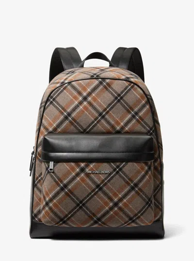 Michael Kors Outlet Pacey Plaid Print Wool Blend Backpack In Grey