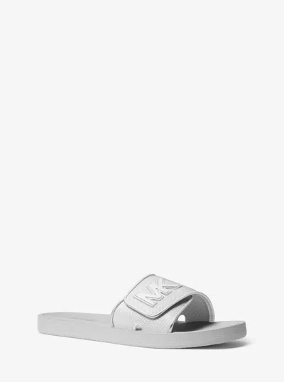 Michael Kors Outlet Palmer Metallic Mesh Slide Sandal In Silver