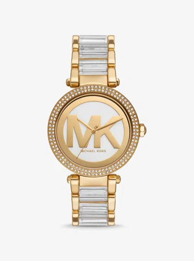 Michael Kors Outlet Parker Pavé Gold-tone Acetate Watch In Multi