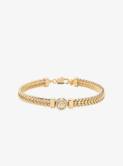 Michael Kors Outlet Pav� Logo Foxtail Chain Bracelet In Gold