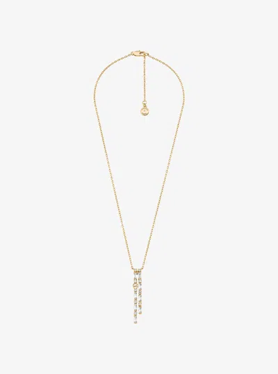 Michael Kors Outlet Pavé Baguette Drop Necklace In Gold