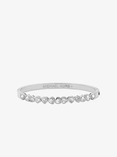 Michael Kors Outlet Pavé Heart Bangle In Silver