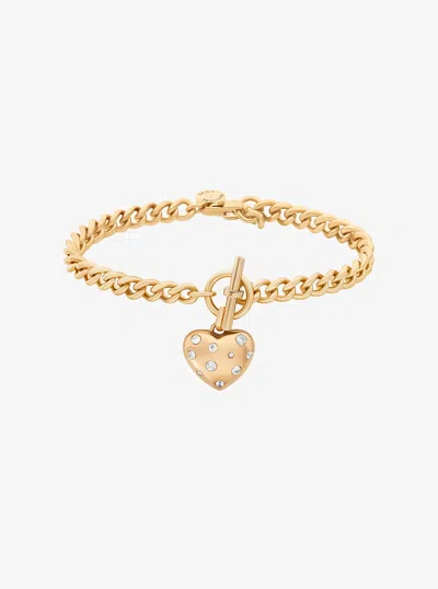 Michael Kors Outlet Pavé Heart Charm Bracelet In Gold