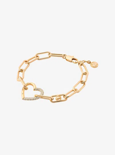 Michael Kors Outlet Pavé Heart Curb-link Bracelet In Gold