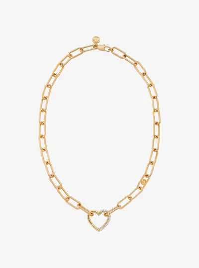 Michael Kors Outlet Pavé Heart Curb-link Necklace In Gold