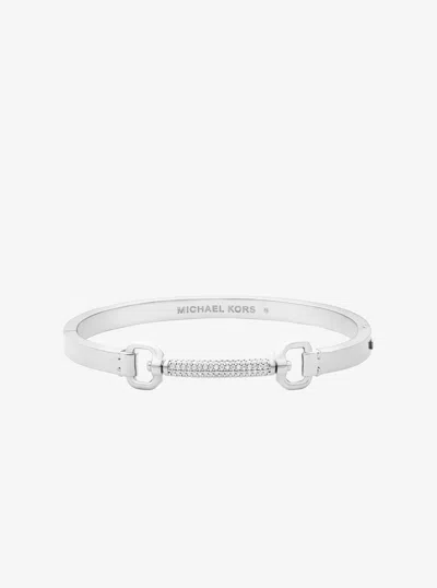 Michael Kors Outlet Pavé Horsebit Bangle In Silver