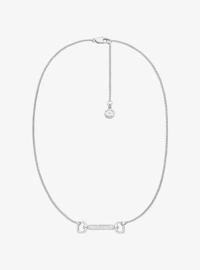 Michael Kors Outlet Pavé Horsebit Necklace In Silver