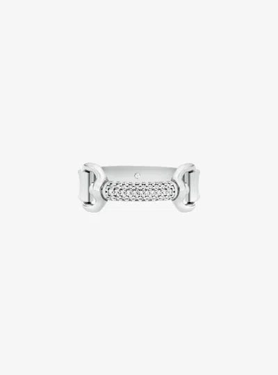 Michael Kors Outlet Pavé Horsebit Ring In Silver