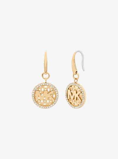 Michael Kors Outlet Pavé Logo Charm Earrings In Gold