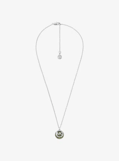 Michael Kors Outlet Pavé Logo Necklace In Silver