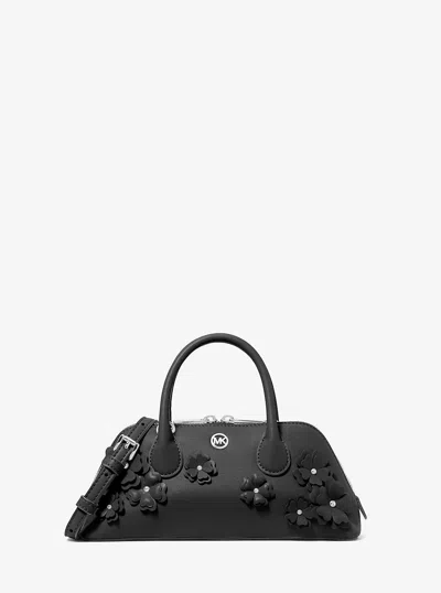 Michael Kors Outlet Petra Small Floral Embellished Crossbody Bag In Black