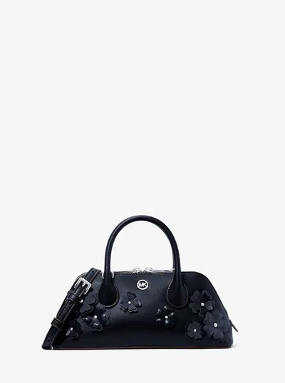 Michael Kors Outlet Petra Small Floral Embellished Crossbody Bag In Blue