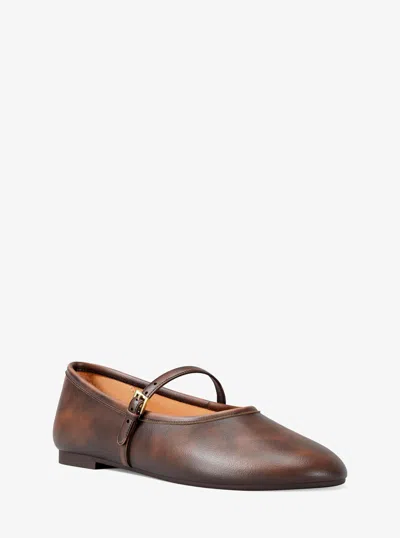 Michael Kors Outlet Phoebe Burnished Ballet Flat In Gold