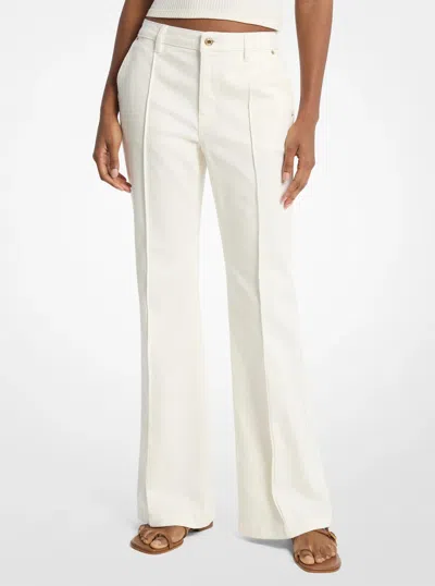 Michael Kors Outlet Pintuck Bootcut Stretch Denim Jeans In White